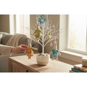 Transpac Easter Bunny Ornaments Kids 4in Multicolor Brand New Plaid Set of 3